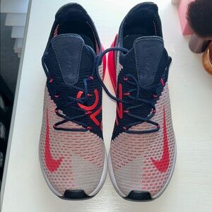 Nike Knit Running Sneakers in Gray & Red with Navy Accents